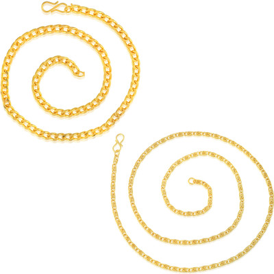 MissMister Brass Gold plated combo of 2 Chain necklace Gold-plated Plated Brass Chain