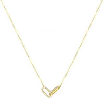 YELLOW CHIMES Fashion Golden Necklace for Women | Gold Plated Square Shaped Pendant Alloy Chain