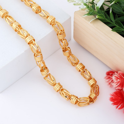 LASAVAMON 1 gram High Quality Indian Polished “20” Inches GoldChain for Men and boy Gold-plated Plated Alloy Chain