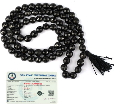 REIKI CRYSTAL PRODUCTS Certified Natural Black Tourmaline 10mm 66 DC Bead Jaap Mala Necklace for Unisex Tourmaline Crystal Chain