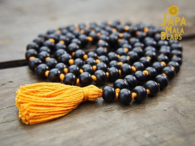 KC PRODUCTS Karungali Knotted Mala Malai with Tread 108 beads 8 mm / Ebony Wood Necklace