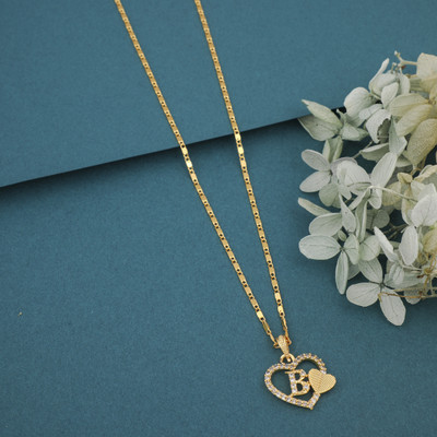 VPCREATION Excellent B Letter Gold-plated Diamond Alloy Necklace Chain For Girls,Women Cubic Zirconia Gold-plated Plated Metal, Alloy Necklace