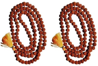 numeroastro Original & Genuine 5 / Five Mukhi Hand Knotted Rudraksha Mala (8 MM Beads Approx) (Pack Of 2) Wood Chain