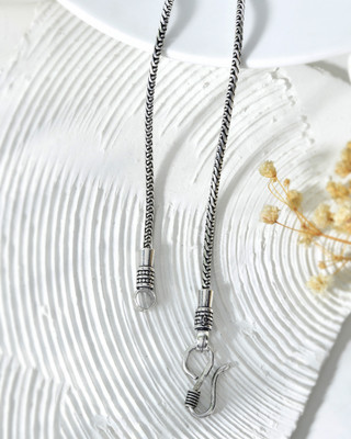 PYR JEWELES Vintage Style Chain Necklace, Antique Silver Wheat Pattern, Hook Clasp, 45 cm Silver Plated Alloy Chain