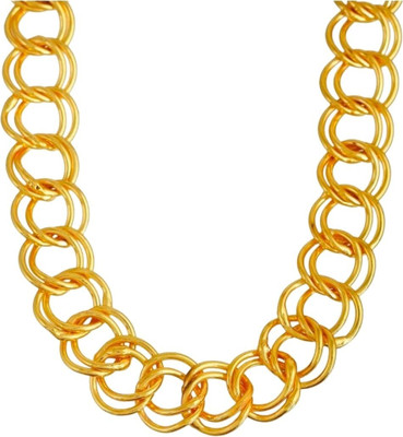 RFJ Stylish Hollow Pattern Design Golden Chain For Men Women Boys Girls Gold-plated Plated Brass Chain