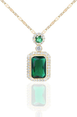 Miraya Gold Plated Emerald necklace Emerald Gold-plated Plated Stainless Steel Necklace