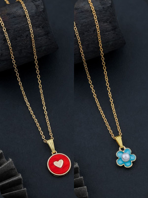 Dressberry Elegant Pack of 2 Necklace Chains – Must-Have Collection Gold-plated Brass Pendant Set