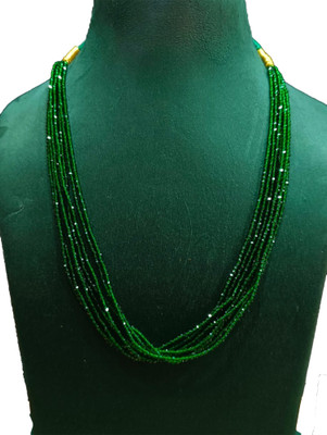 ANAMS Nepali Traditional Green Pote Necklace Chain Crystal Gold-plated Plated Crystal Layered