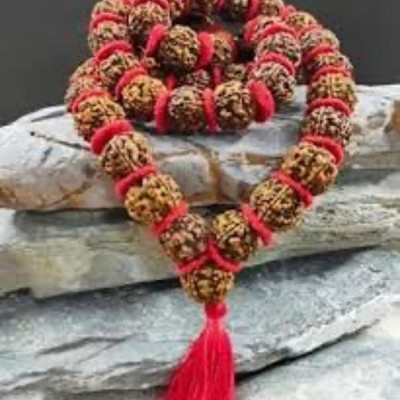 Rudraksham 5 Mukhi Nepali Rudraksha Kantha Mala (54+1) Wood Chain