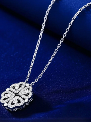 Dressberry 2-in-1 Magnetic Four Leaf clover Necklace Silver Plated Alloy Necklace
