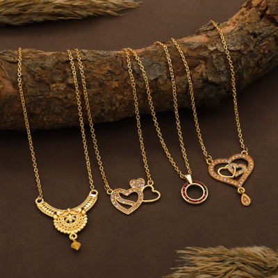 VEMISHTI combo of 4 Gold-plated Plated Brass Necklace