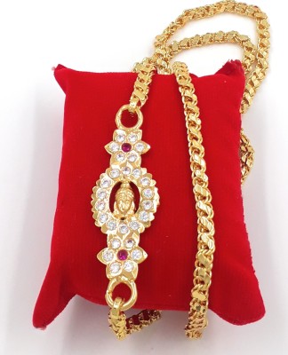 Anujeet Fashion Hub Gold Plated Covering Long AD Stone Lakshmi Mop/Mugappu Chain for Women/Girls Gold-plated Plated Copper Chain