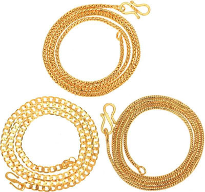 Trendy Gold LIGHT YELLOW COLOUR PLATED SIZE 20-21 INCH Gold-plated Plated Brass Chain Set