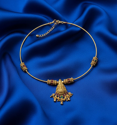 Influtive Traditional Wedding Wear Necklace/Jewellery Set For Women and Girls Cubic Zirconia Gold-plated Plated Brass Necklace Set