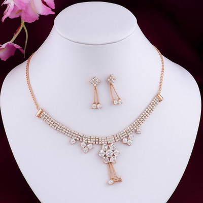 AMORIA Brass Silver Rose Gold Jewellery Set(Pack of 1)