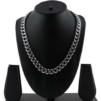 Kiyaz silver plated chain with high polish for men & boys. silver plated exclusive chain for men. stylish fancy party wear long silver plated necklace style chains for boys men boyfriend latest design silver plated Metal Chain Platinum, Silver Plated Brass Chain