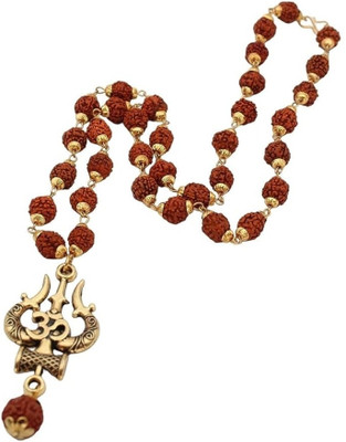 RATAN BAZAR Mahakal Locket with Trishul Damru Pendant, Spiritual Shiva Rhodium Plated Rudraksha Chain