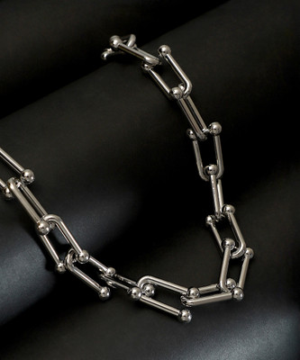SOHI The Chunky Clip-Link Chain Necklace Silver Plated Alloy Necklace