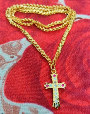 ASR GOLD COVERING Latest Impon Christian Dollar Chain 24 Inch for Men &Womens Gold-plated Plated Copper Necklace