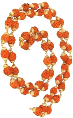 HAPPY CREATION Most Demanded Bhagwan Mahadev 5 Mukhi Rudraksha Mala Gold-plated Plated Brass Necklace Set