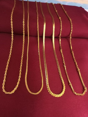 Diaj Trendz plz check size before purchase- long size 36 inch Combo of 4 Golden Chain Gold-plated Plated Alloy Chain