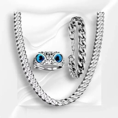 Faizam Collection Best Fashionable Ring Owl and Bracelets Arrow Chain For Looking Well Silver Plated Stainless Steel Chain Set