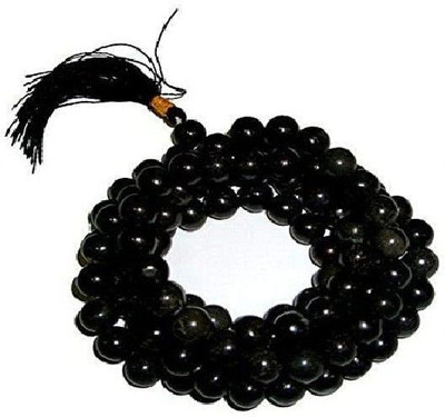 SONIRO Black Hakik Mala Tourmaline Certified 8mm 108 Beads for Pooja and Japa Sapphire Stone Chain