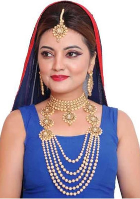 URBANELA Brass Gold Jewellery Set(Pack of 4)