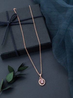 CAJ Rose gold Necklace For Women & Girls Cubic Zirconia Gold-plated Plated Alloy Necklace