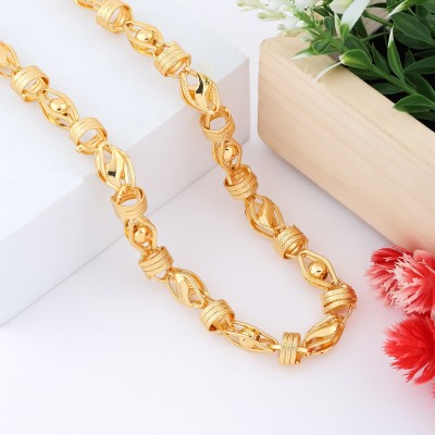 GAFUT 1 gram High Quality Indian Polished “20” Inches GoldChain for Men and boy Gold-plated Plated Brass Chain