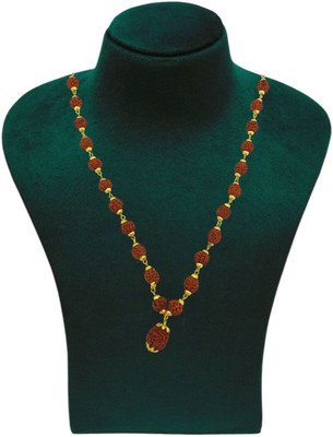 JangraBro Most Demanded Bhagwan Shiv 5 Mukhi Rudraksha 5 Mukhi Rudraksha Mala Beads Gold-plated Plated Brass, Alloy Chain