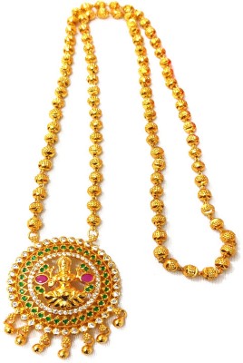 samukkaras fashions One Grame Micro Plated Ball Chain with Lakshmi Zircon Stone Dollar for Womens Zircon Gold-plated Plated Alloy Chain Set