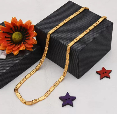 hisa 1 gram High Quality Indian Polished “20” Inches Gold Chain for Men and boy Gold-plated Plated Copper Chain