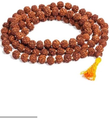 RAMANSH POOJAN SAMAGRI KENDERA Original 5 Mukhi Rudraksha Certified Natural 8mm Japa Mala 108 Beads Wood Chain Beads Wood Necklace