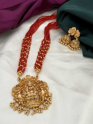 Influtive Traditional Wedding Wear Necklace/Jewellery Set For Women and Girls Cubic Zirconia Gold-plated Plated Brass Necklace Set