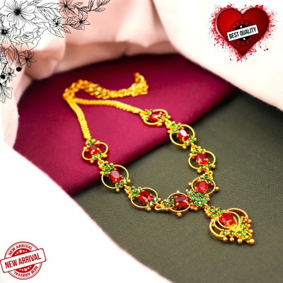 AHR FASHION one gram gold plated treditional trendy heartin necklace for women Ruby Gold-plated Plated Brass Necklace