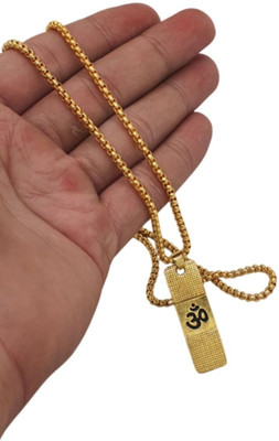 Fine Creation Shiv Shakti Kavach Trishul Damru Locket with chain by Beadworks Gold-plated Plated Brass Necklace Set