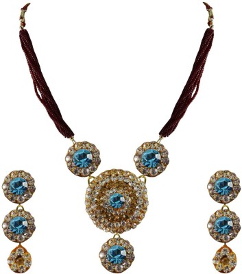 Vidhya Kangan Lac Gold-plated Turquoise Jewellery Set(Pack of 3)