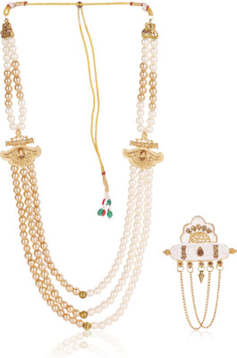 jiyanshi fashion Glass Gold-plated Gold, White Jewellery Set(Pack of 2)