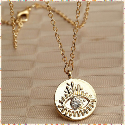 Vembley Stylish Single Layered Evil Eye Round Pendant Necklace For Ladies Gold-plated Plated Alloy Necklace