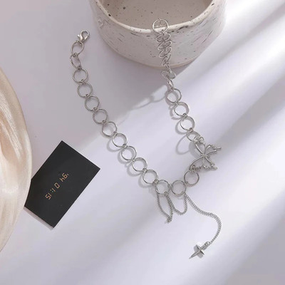 Vembley Latest Star Butterfly Punk Style Linked Choker Necklace For Girls/Women Silver Plated Alloy Necklace