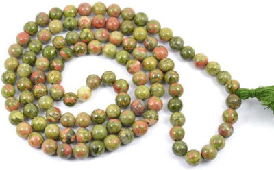Vedha's Natural Unakite Rosary, Prayer Mala -8 MM 108+1 Beads Jaap Mala with Certificate Stone Chain
