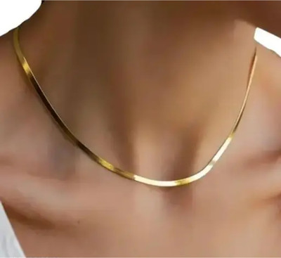 VIDIMO 19 IN Unisex Gold Plated Stainless Steel Snake Chain Necklace | Anti-Tarnish Gold-plated Plated Stainless Steel Chain