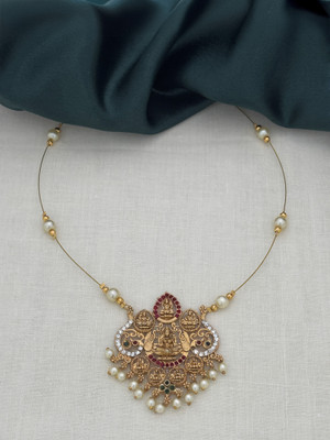 YIMBLI Traditional Wedding Wear Jewellery Set For Women and Girls Gold-plated Plated Brass Necklace Set