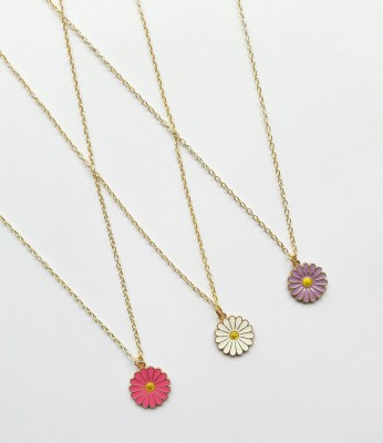 EnlightenMani Adorable Bloomy Daisy Necklaces - PACK of 3 Gold-plated Plated Alloy Necklace