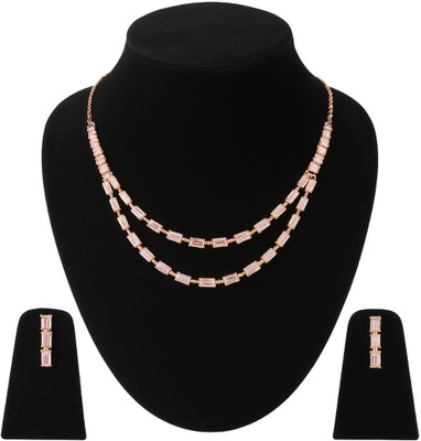 sskjewellry Cubic Zirconia Gold-plated Plated Alloy Necklace Set