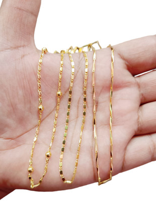 REVERSEA 1 Gram For Women And Men Pack Of 3 Gold-plated Plated Brass Chain