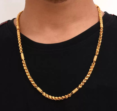 NOJRASHI 1 gram High Quality Indian Polished “20” Inches Gold Chain for Men and boy Gold-plated Plated Copper Chain