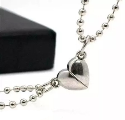 DyeFest Magnetic HEART Shape Necklace, Couple Chain Stainless Steel Chain