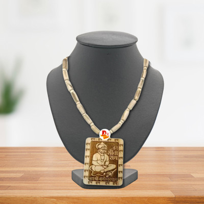 DARIDRA BHANJAN Bageshwar Dham Hanuman Ji Tulsi Mala for Devotional Worship Wood Necklace Wood Chain